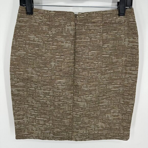 Michael Kors Brocade Mini Skirt 2 Textured Metallic Tweed Tan Cream - Picture 2 of 6